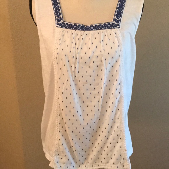 Talbots, sleeveless, Cotton, Embroidered Top (L) - Picture 3 of 6